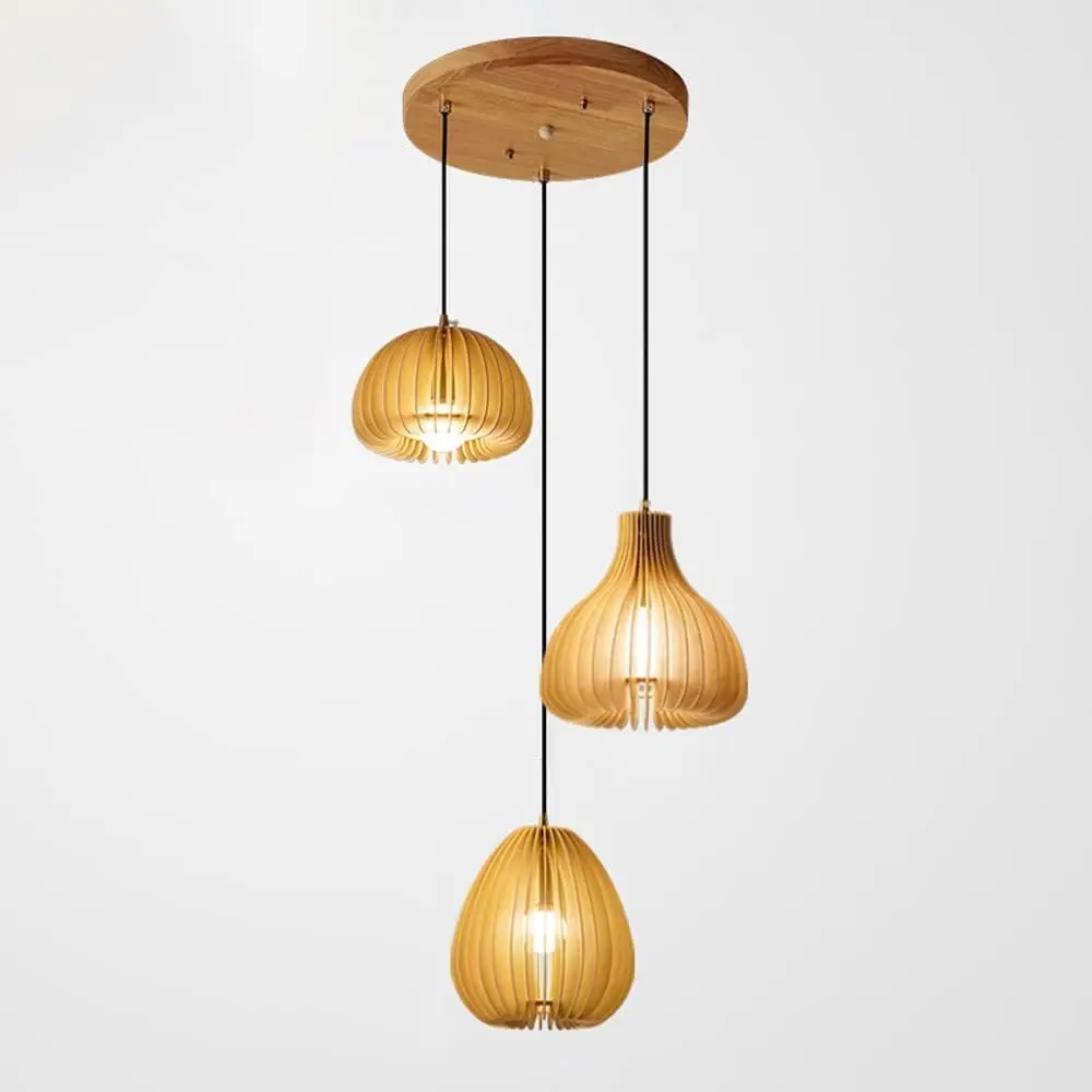 Modern Japanese style Creative Wooden Art Cage Lighting Tea House Restaurant Lamp Pendant Lights Pumpkin rattan chandelier