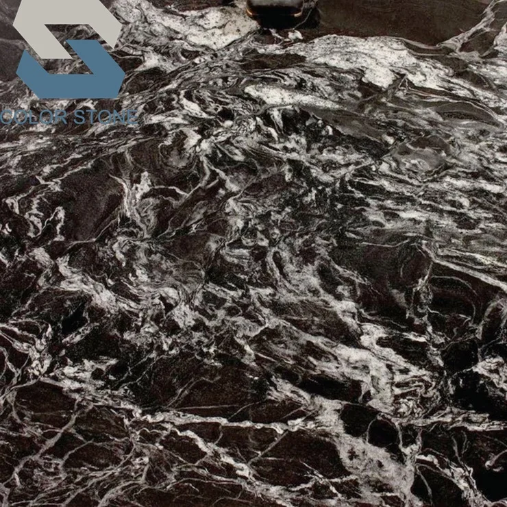 Arabian Night Granite Black Natural Stone with White Veins Bathroom Vanity Top Shower Sink Top