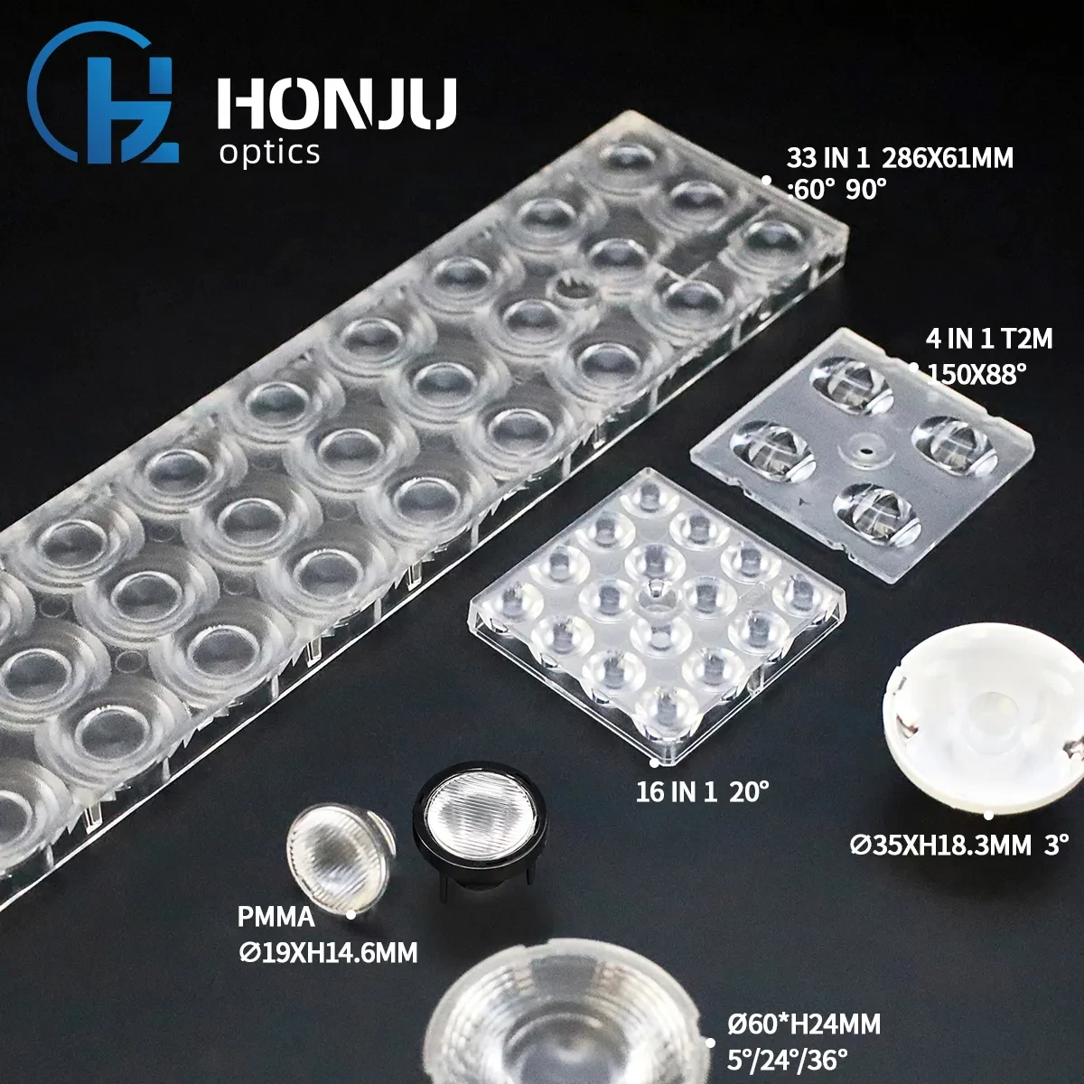 Single Line 193mm LED Light Lens 34 Degree SMD 3030/3535 PMMA Material