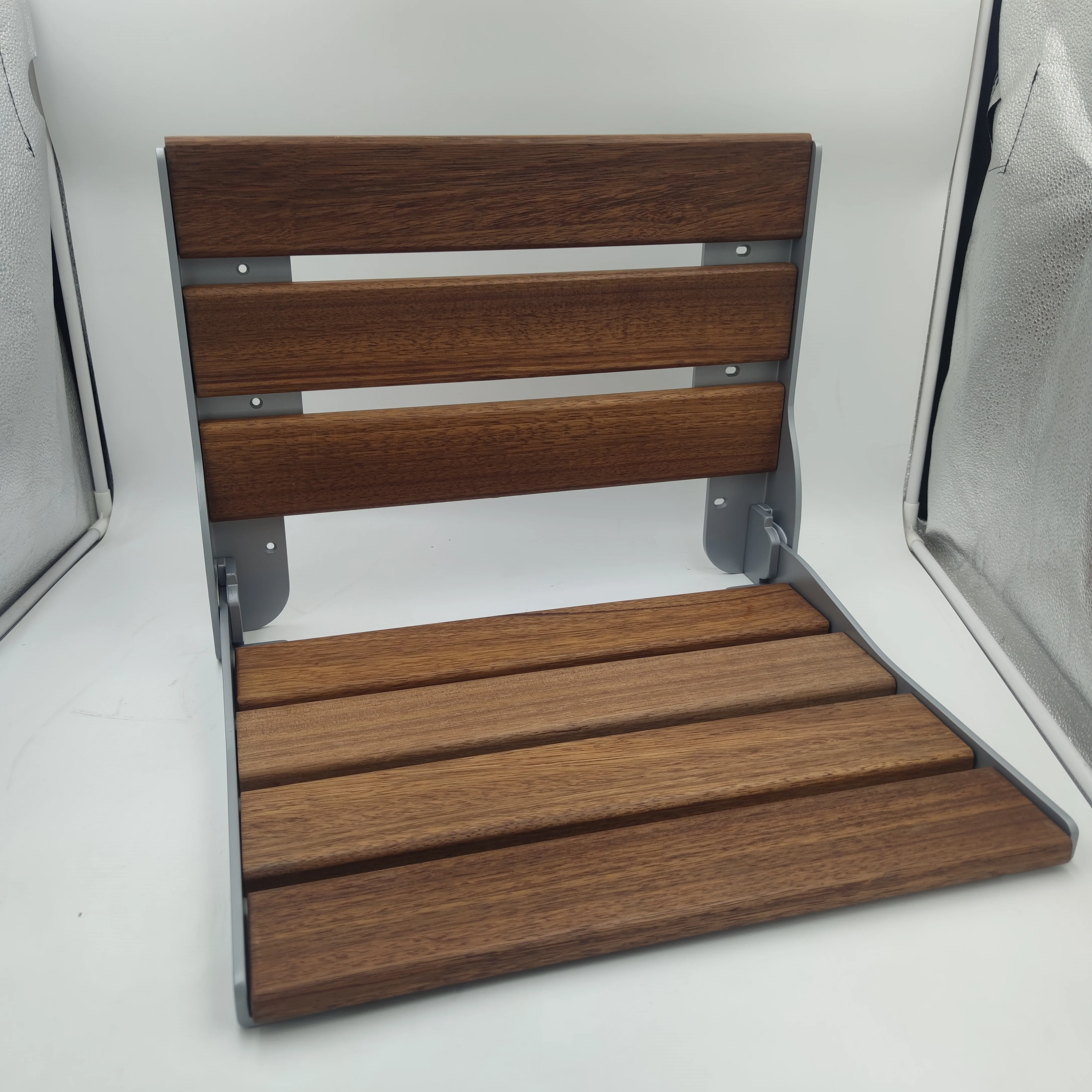 shower seat grab bar teak folding bathtub shower chair large seat with backrest 120kg weight