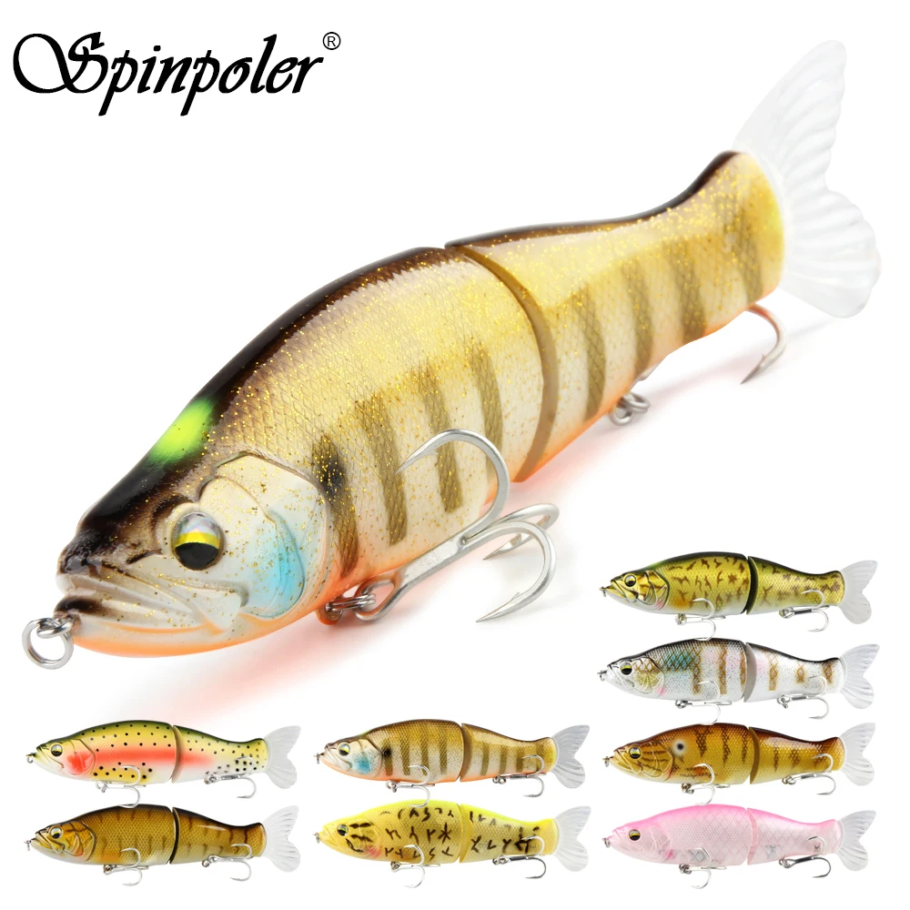 Spinpoler Top Fishing Lures 14cm Jointed Minnow Wobblers Abs Body With Soft Tail Swimbait Hard Bait For Pike Bass Perch Pesca