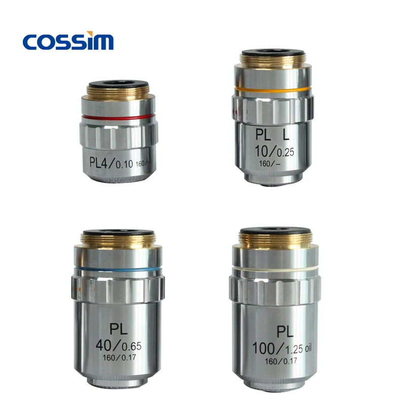 Finity Plan Achromatic Biological Microscope Objective Lens for 4X 5X 10X 20X 25X 40X 60X 100X