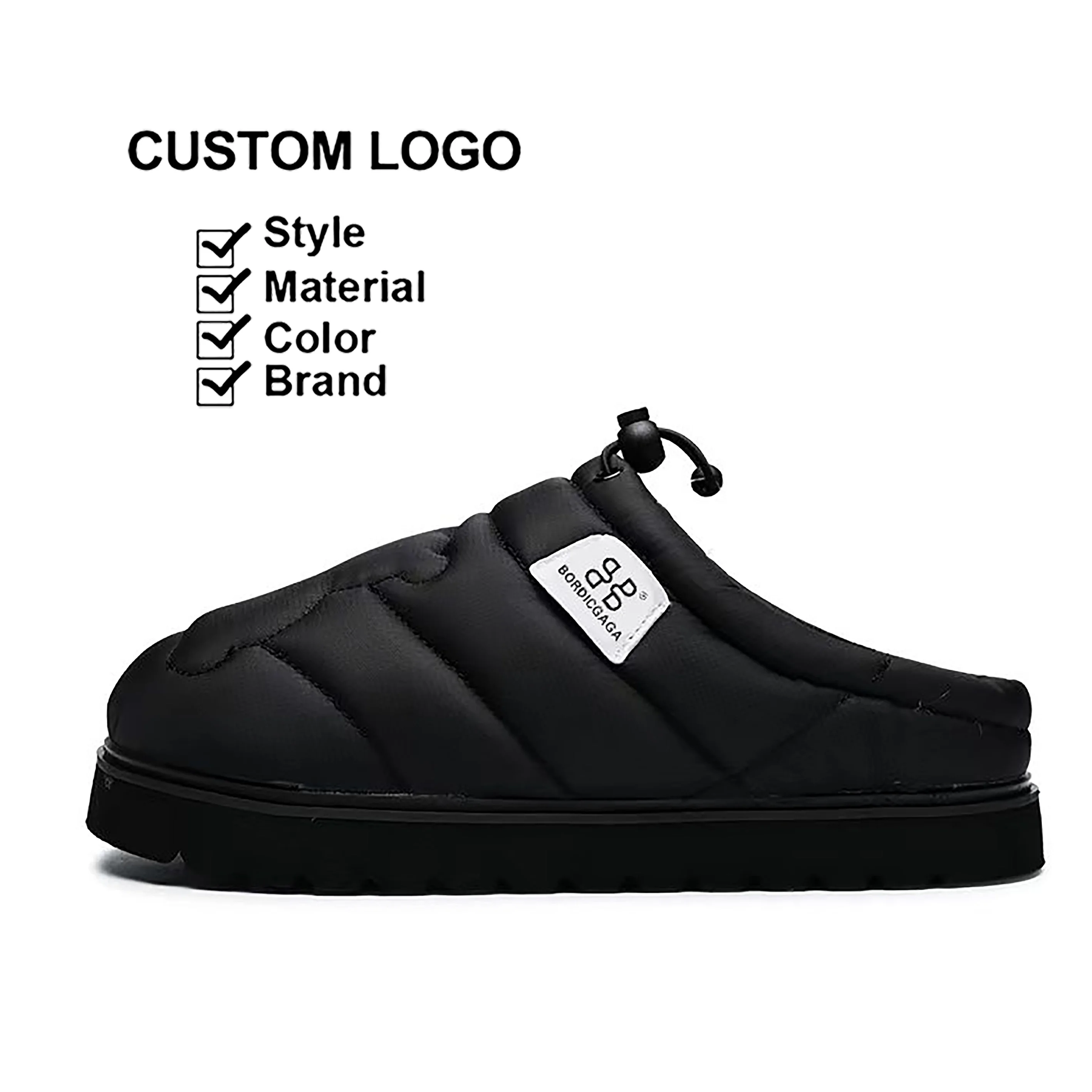 Customization Unisex Warm Cozy Plush Lined Outdoor Wear-resistant Comfort Slides Mens Winter Warm Slippers For Couple