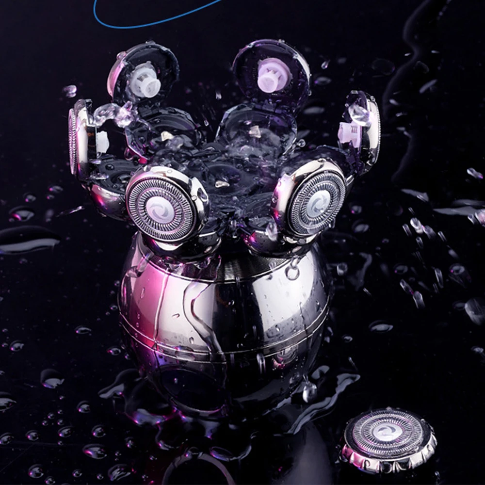 2021new design waterproof digital lcd display electric  7heads rotatory men shaver for bald