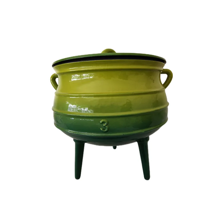 Hot Selling Products 2024 Wholesale Red Green Enamel Cast Iron Potjie Pot 3 Legged Cauldron