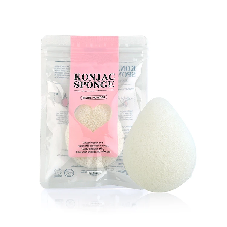 JZG Wholesale Organic 100% Natural Black Bamboo Charcoal Water Drop Shape Pure Skin Care Konjac Face Sponge For Facial Cleaning