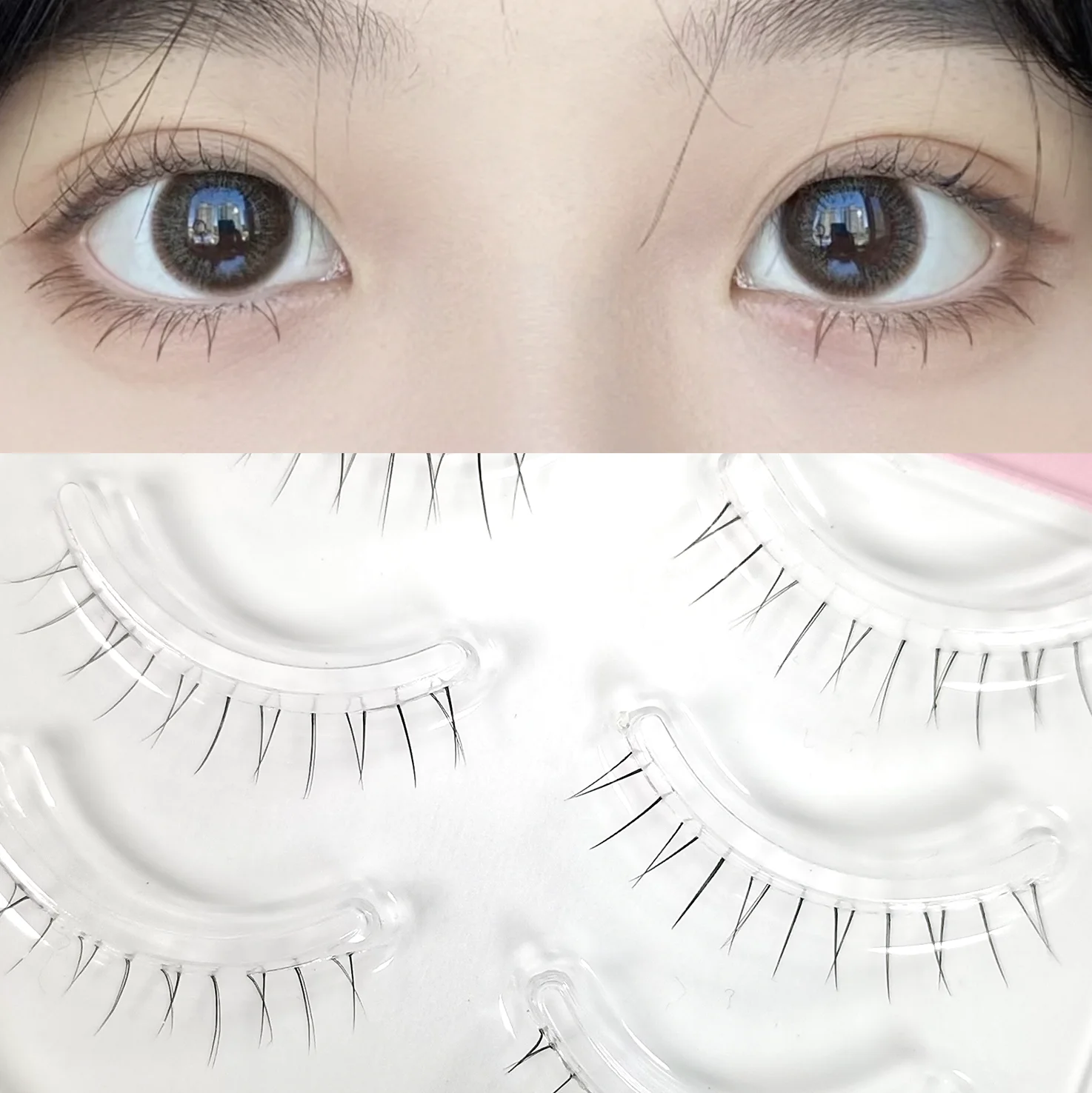 Wholesale 5 Pairs Transparent Band Bottom False Eyelashes Under False Eye Lash lower Silk lashes