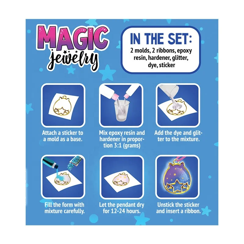 Epoxy resin kita Magic jewelry for kids crystal pendant making kit mold silicone mould kit decoration DIY toys