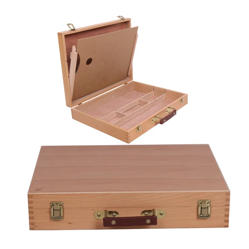 Custom Polished Wooden Portable Arts & Crafts Storage Organizer Laser Decorated round Pattern Model for Home Use Gift