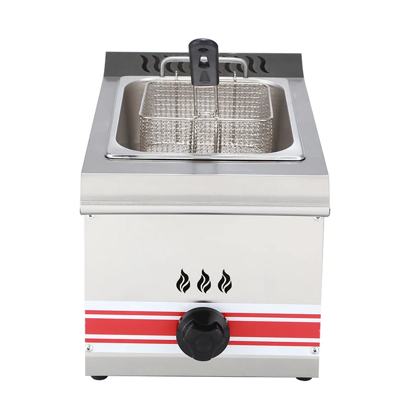 Stainless Steel Gas Chips Deep Fryer for Restaurant KFC fast food shop with Temperature Thermostat and Gas Safety