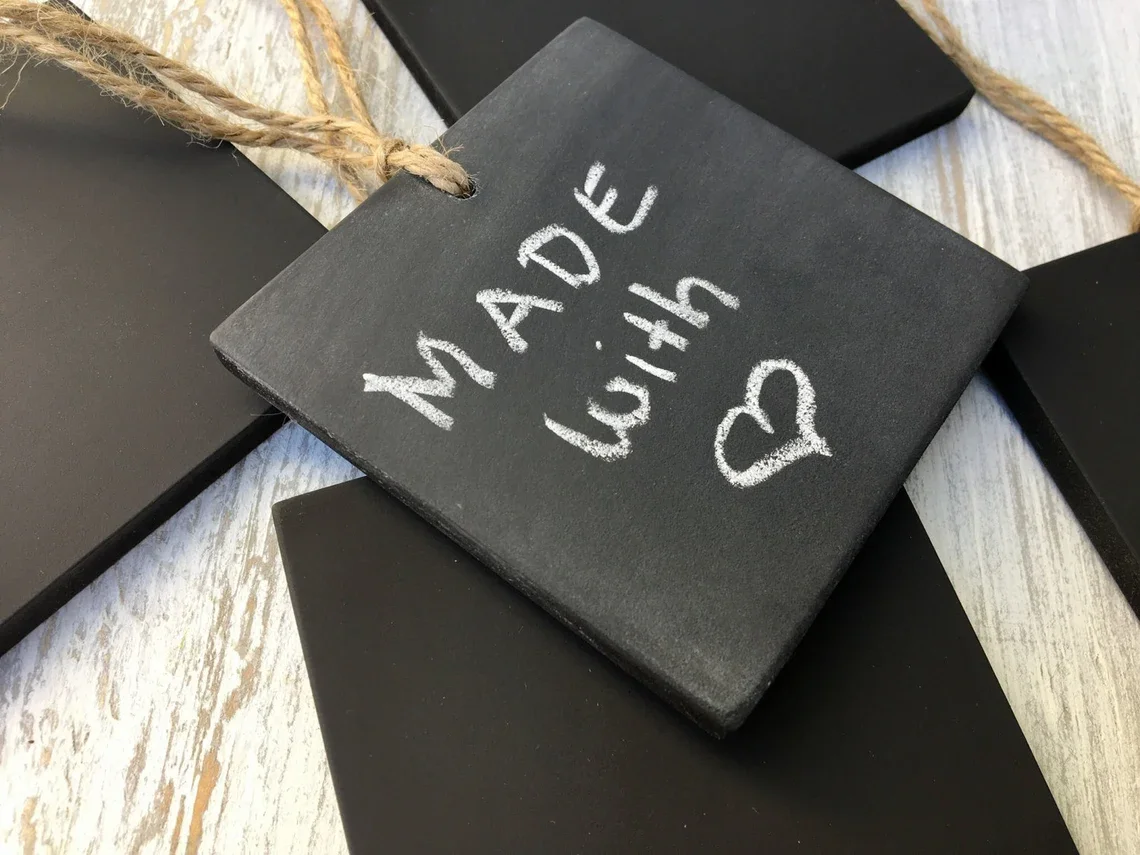 Home Organization Office Decor Home Decor Reusable Personalized or Blank Mini Hanging Chalkboard Tag Sign with Jute Twine