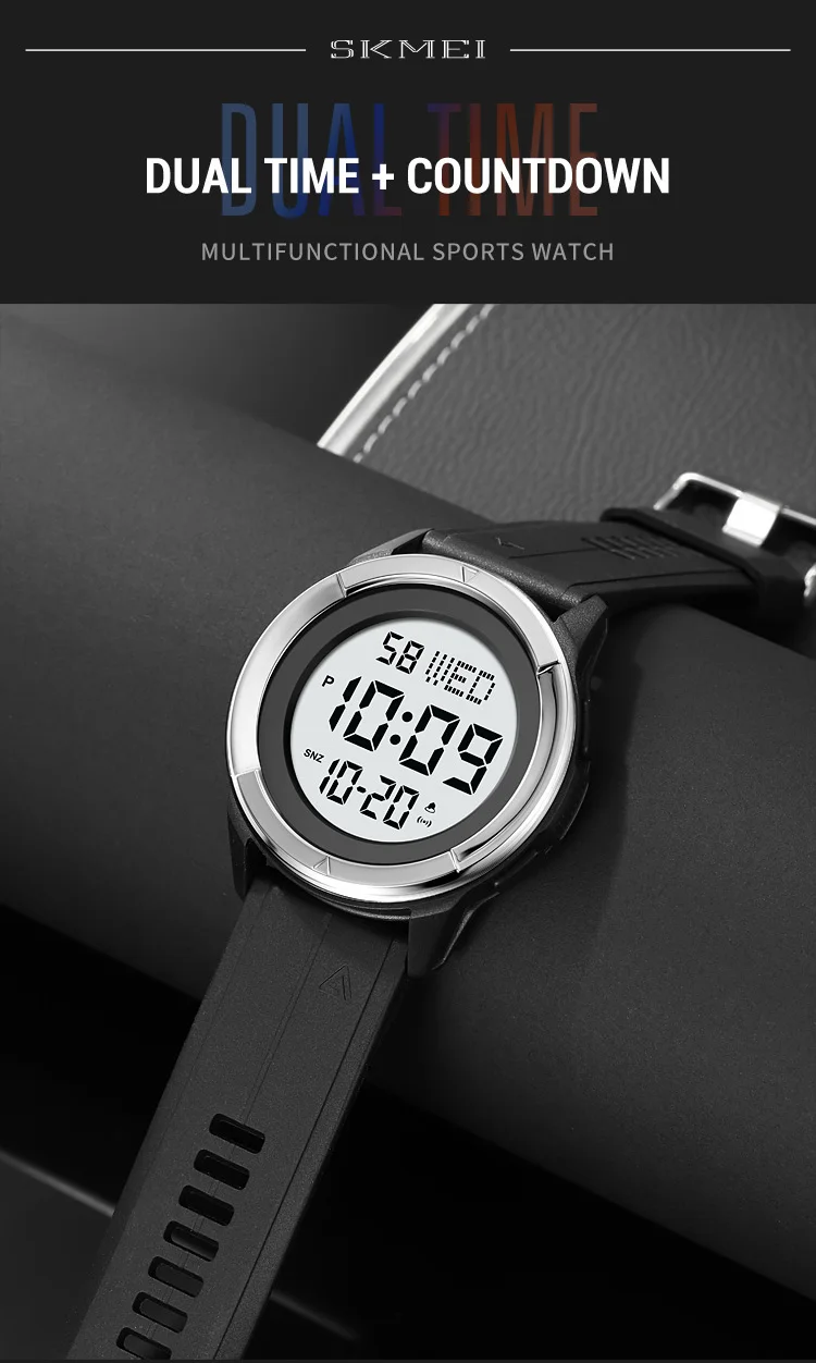 Skmei 2047 fashion made in china gents digital watch low price PU band Waterproof Multi function in stock sports hand watch