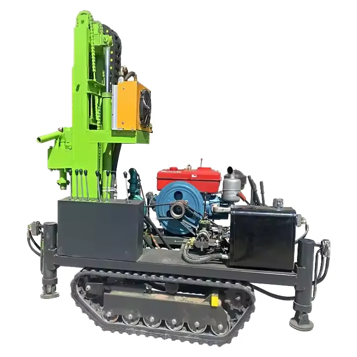 Portable 200m Deep Hydraulic Rotary Drilling Rig Construction Crawler Diesel Engine Air Components-for Water Well Rock Drill