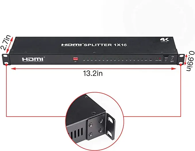 Оригинальный заводской Лидер продаж KUYIA HDCP 1 4 в 16 каналов HDMI сплиттер wjth Удаленный 4K Переключатель hdmi Выход