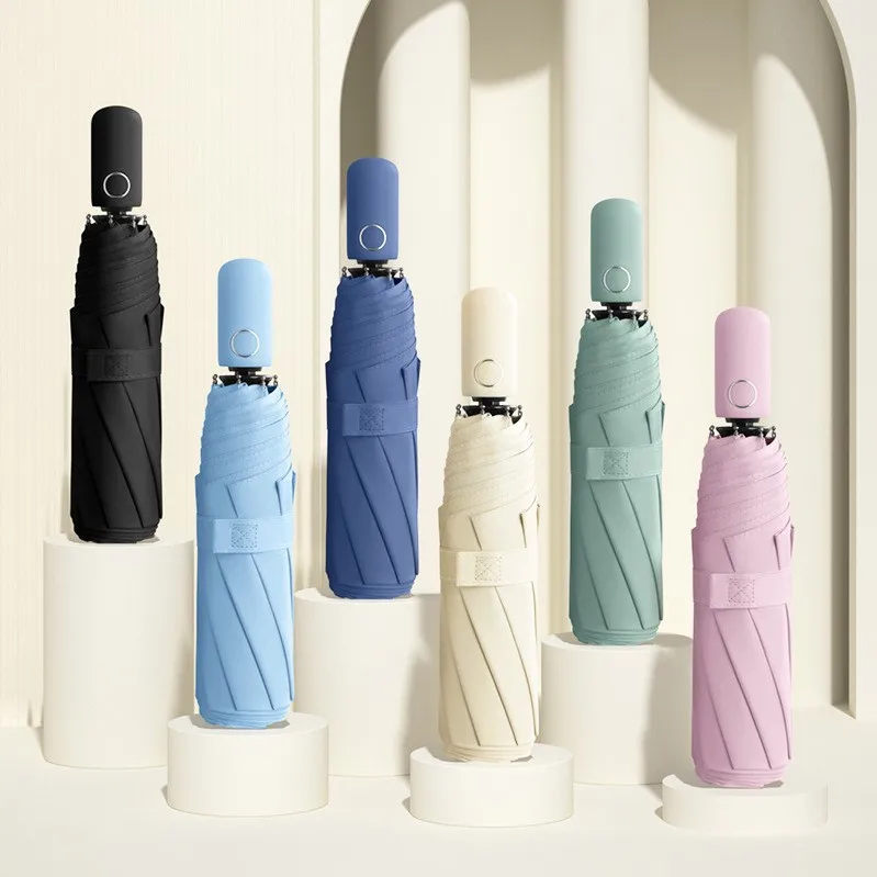 High Quality Travel Foldable Compact Paraguas Auto 3 Folding Umbrella Automatic with Logo Printing