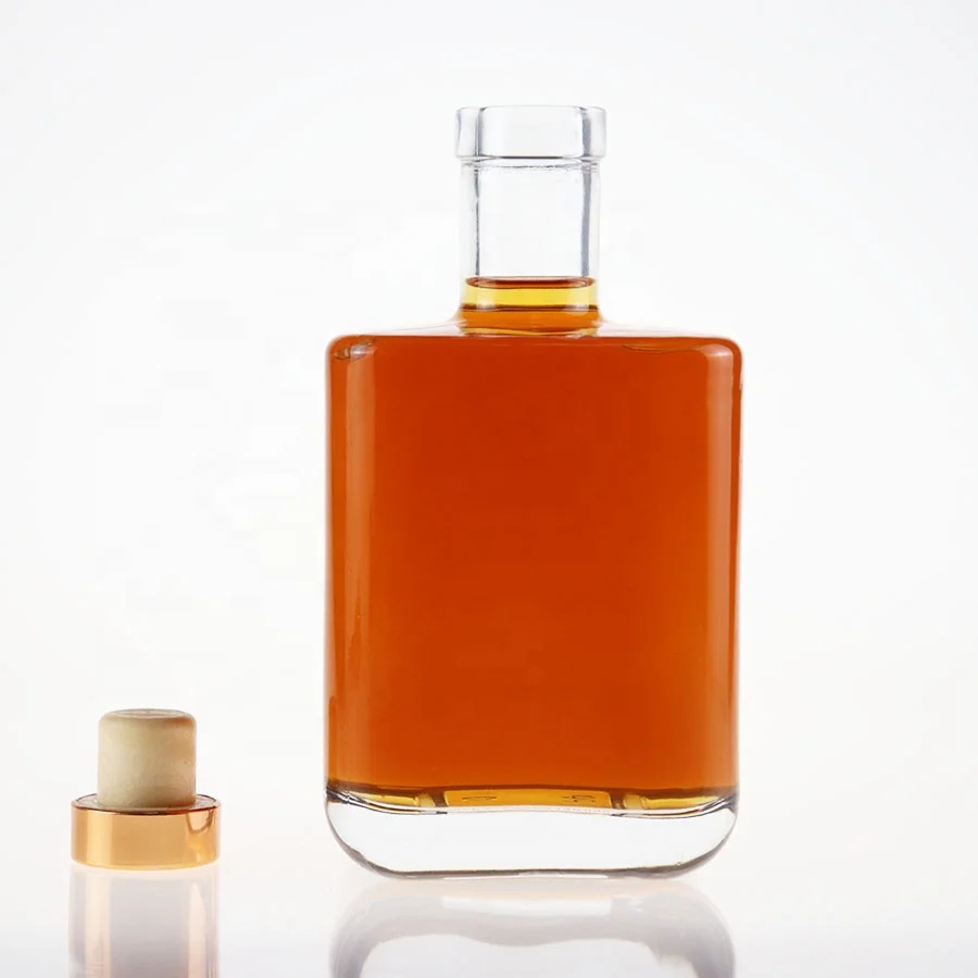 700 мл плоская стеклянная бутылка для ликера 375 50cl 75cl индивидуальная Бутылка виски рома бренди текилы пробковый винт по хорошей цене