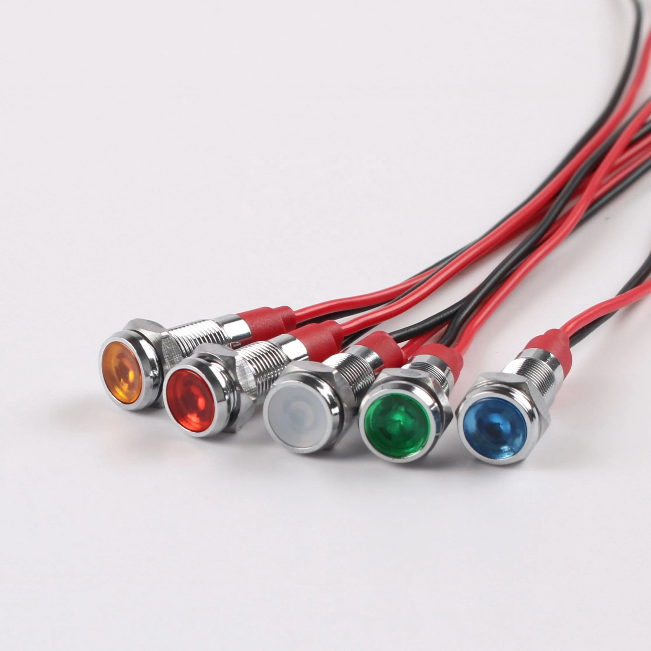 6mm metal indicator LED with light waterproof and dustproof small wire power operating signal light multi-colo3V/6V/12V/24V/220V