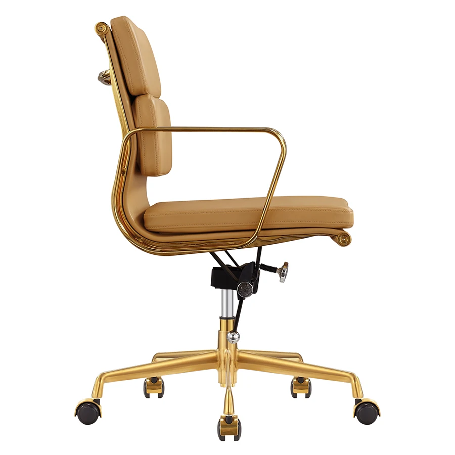 White Leather 5-star Base Low Back Soft Pad Office Swivel Chair