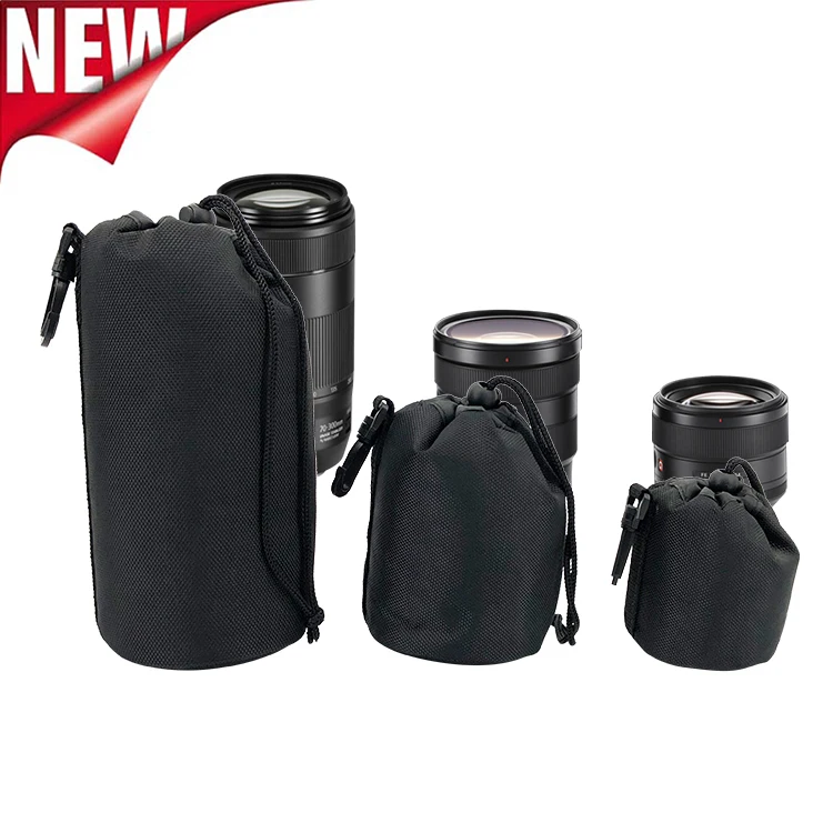OEM ODM Waterproof Shockproof Portable 1680D Polyester DSLR Camera Lens Storage Case Lens Bag Pouch Bag