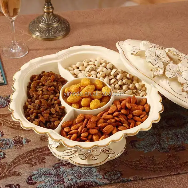 New Design French elegant cream white rose flower carved snack bowl  Classic Collection Elegant handmade fruit snack bowl
