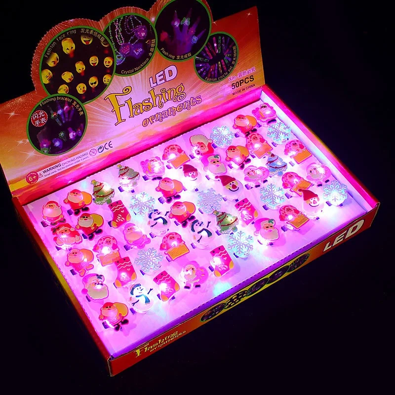 2022 Creative party luminous kid festival gadget gift cartoon cute flash glowing ring up middle christmas toy led finger light