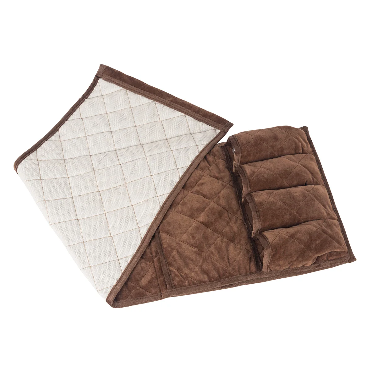 Quilted Velvet Sofa Armrest Caddy & Remote Control Organizer with Anti-slip Backing