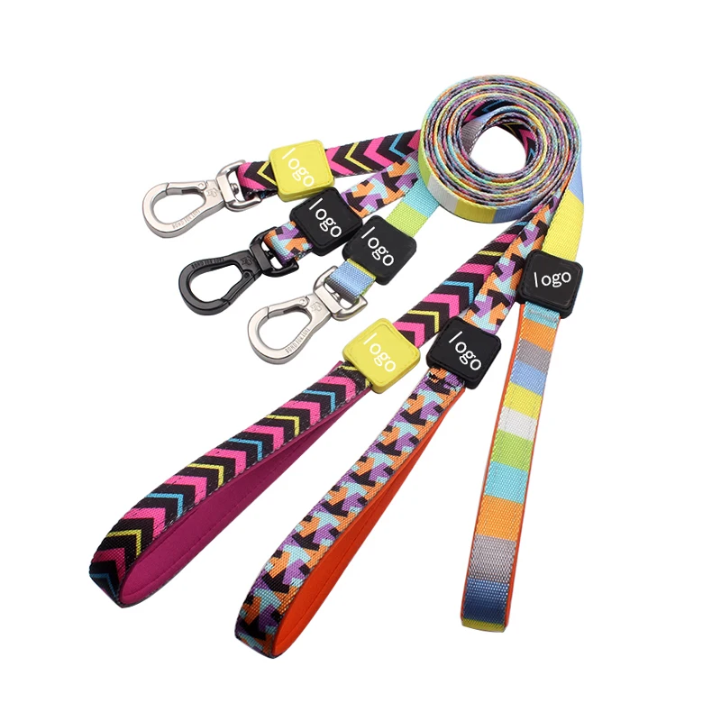 Free Design Sublimation Custom Print Logo Wholesale Neoprene Padded Handle Dog Leash