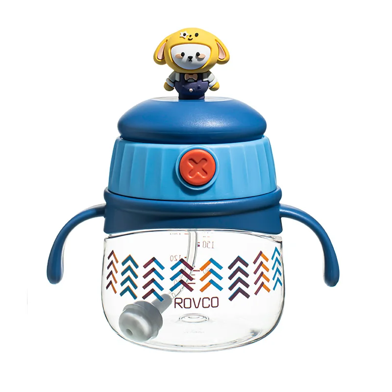 Hot Sale Reusable Plastic Cute Cartoon Kids Water Bottles With V-shaped & direct drinking nipple