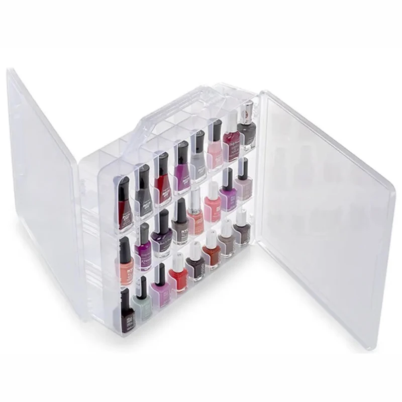 48 Grid Double Layer Storage Box With Handle Essence Nails Accessories Nail Polish Storage Case