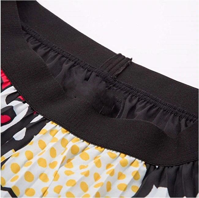 Женская плиссированная юбка А-силуэта с высокой талией и мультяшным принтом