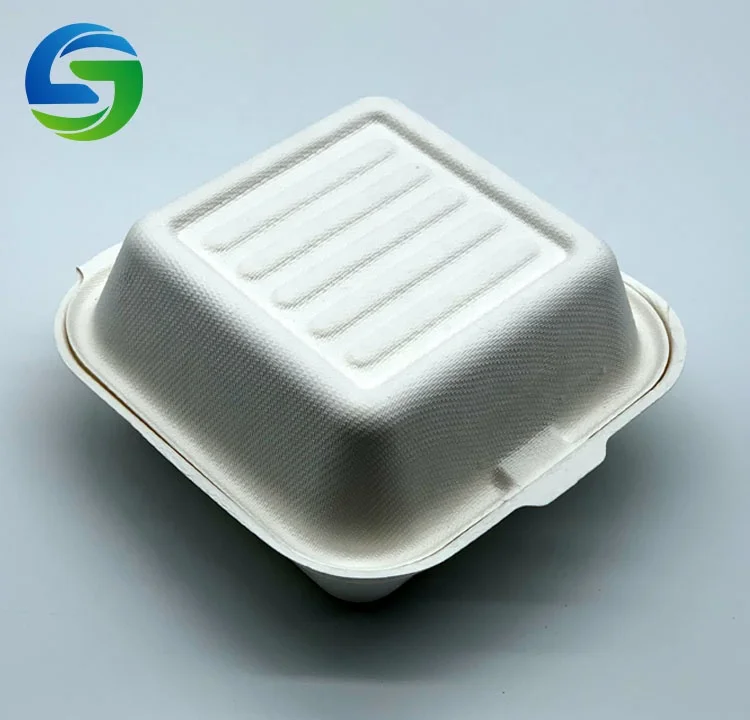 Wholesale Eco Friendly Biodegradable Disposable Compostable Bagasse Sugarcane Fiber Food Container Burger Packaging Box