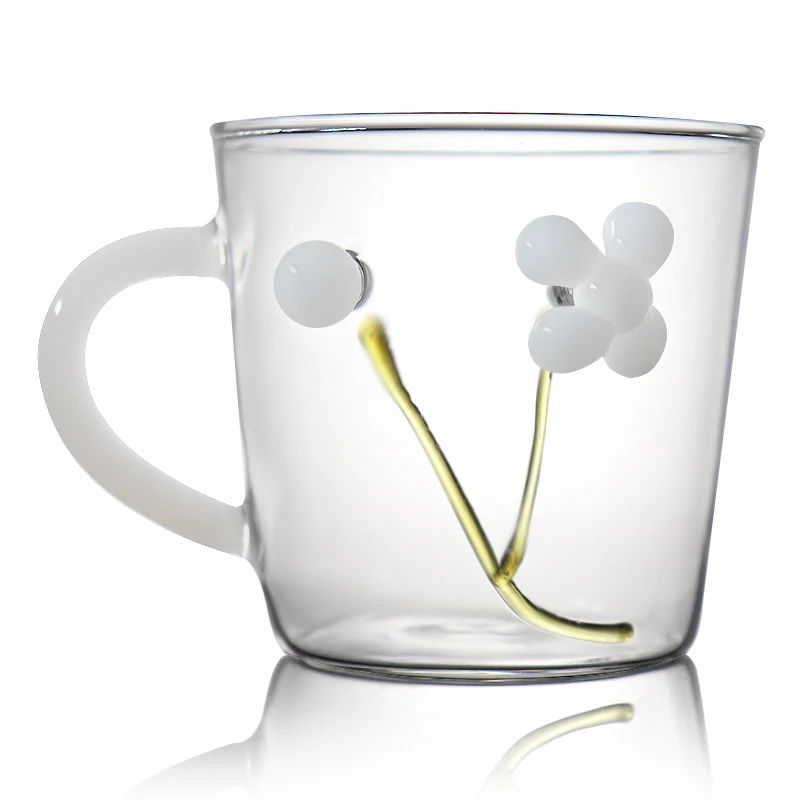 Glass Coffee Tea Cup With Handle Creative Carving Handmade Clear Glass Cups Manufacturers Pure Handmade Glass