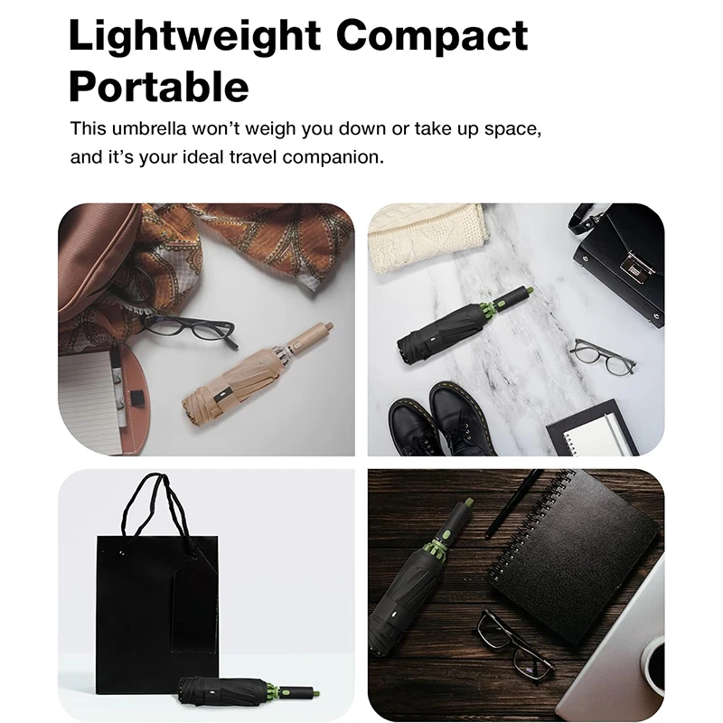 3-Fold Compact Automatic Travel Umbrella Inverted 8 Ribs Design with UV Protection Great Gift for Adults Country Style Rain Gear