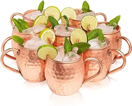 Copper Mug Pure Copper Cup Handmade with a painted hammered surface smooth round lips ergonomic handle with solid grip
