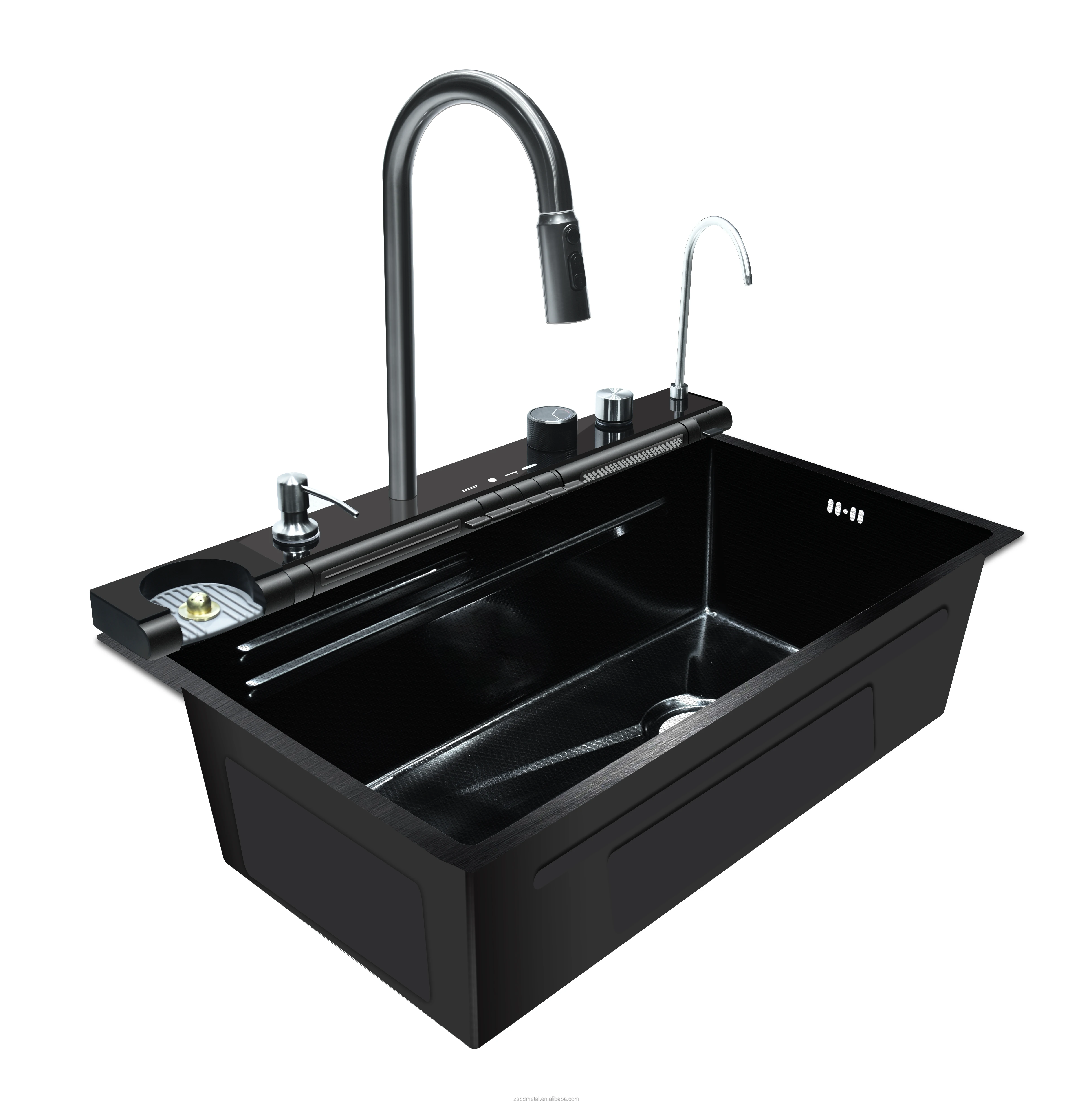 Светодиодный цифровой умный Водопад кран 304 нержавеющей стали многофункциональный большой один бионический умывальник современная кухонная раковина