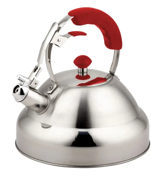 Hausroland large capacity red silicon handle whistle stove top water pots kettles