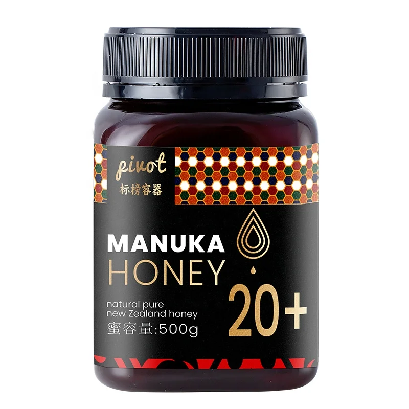 Amber/clear square 250g 380g 500g 1kg Manuka  plastic honey packaging bottle 250ml pet honey jars with tamper evident cap