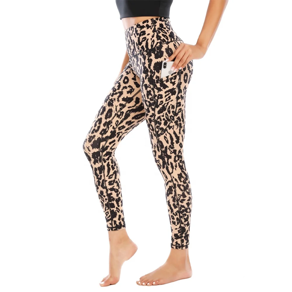 Women Yoga Pants Butt Lift  High Waist Yoga Pans with Pockets Printed Yoga Pants