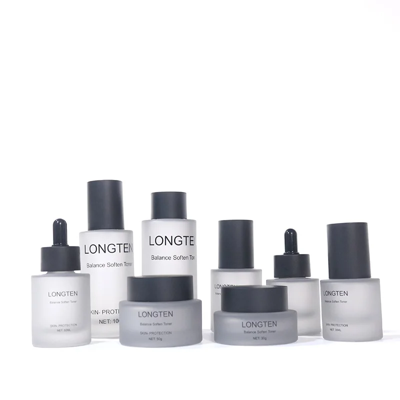 Luxury Skincare Packaging 1oz 2oz 30 50 100Ml Empty Clear Cream Cosmetic Glass Jar Lotion Pump glass Glass Bottle With Cap Lid