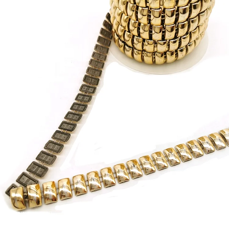 wholesale rose gold Steamed bun shape plastic rhinestone acrylic cup chain roll polypropylene trimming for garment decor