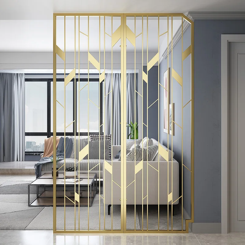 Factory Wholesale Fashion Light Luxury Room Partition Screen Partition Living Room Separator Furniture Iron Art Room Divider