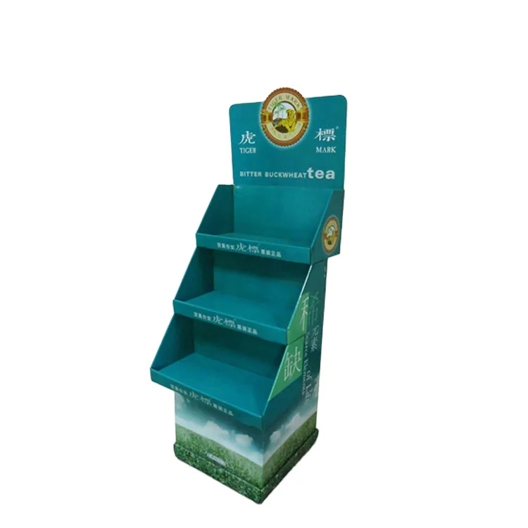 Custom POP beverage cardboard floor display stand beer shelf  Drinks stepped display rack gift display for store supermarket