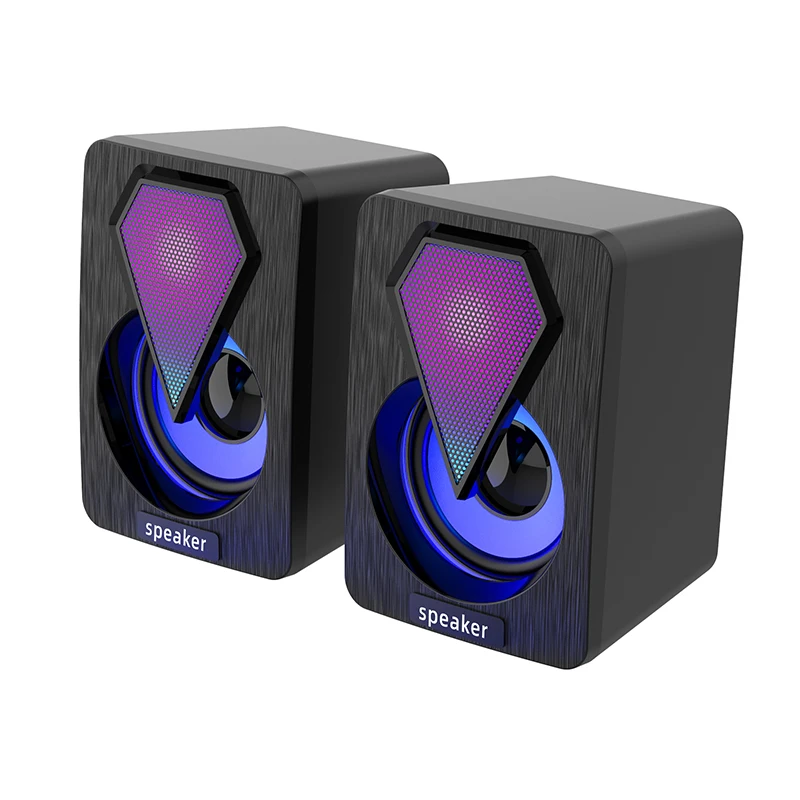 Wholesale 2.0 Colorful LED Light PC Speaker Wired USB Power Computer RGB Gaming Speaker DJ Light Speaker Box Portable Subwoofer