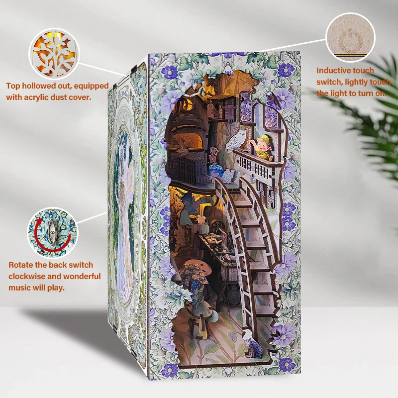 Y-TOP Hot Selling Handicrafts 3D Wooden Puzzle Miniatures Dollhouse Kits DIY Book Nook Shelf Insert Book End Decorative