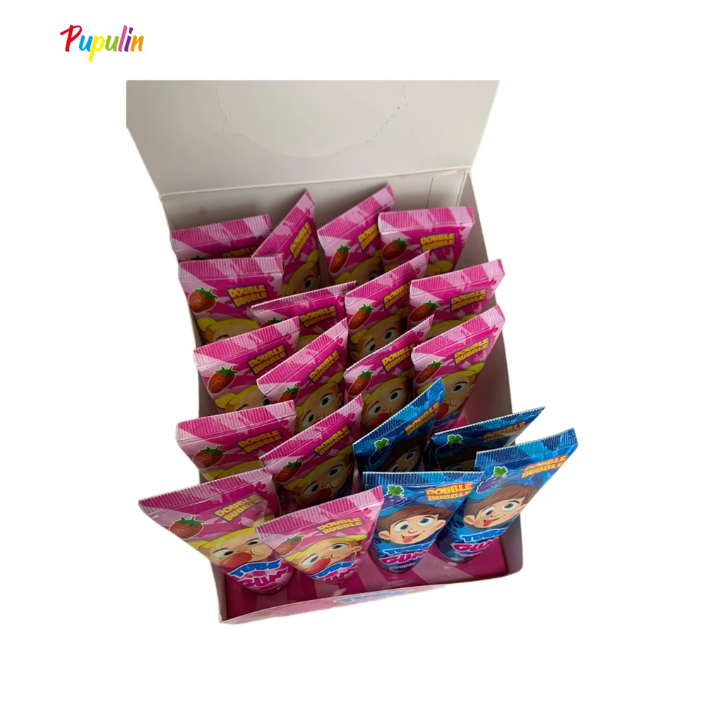 Wholesale Customization Strawberry Grape Double Bubble with Interesting Toothpaste Shape Liquid Bubble Gum for Fruity Flavor