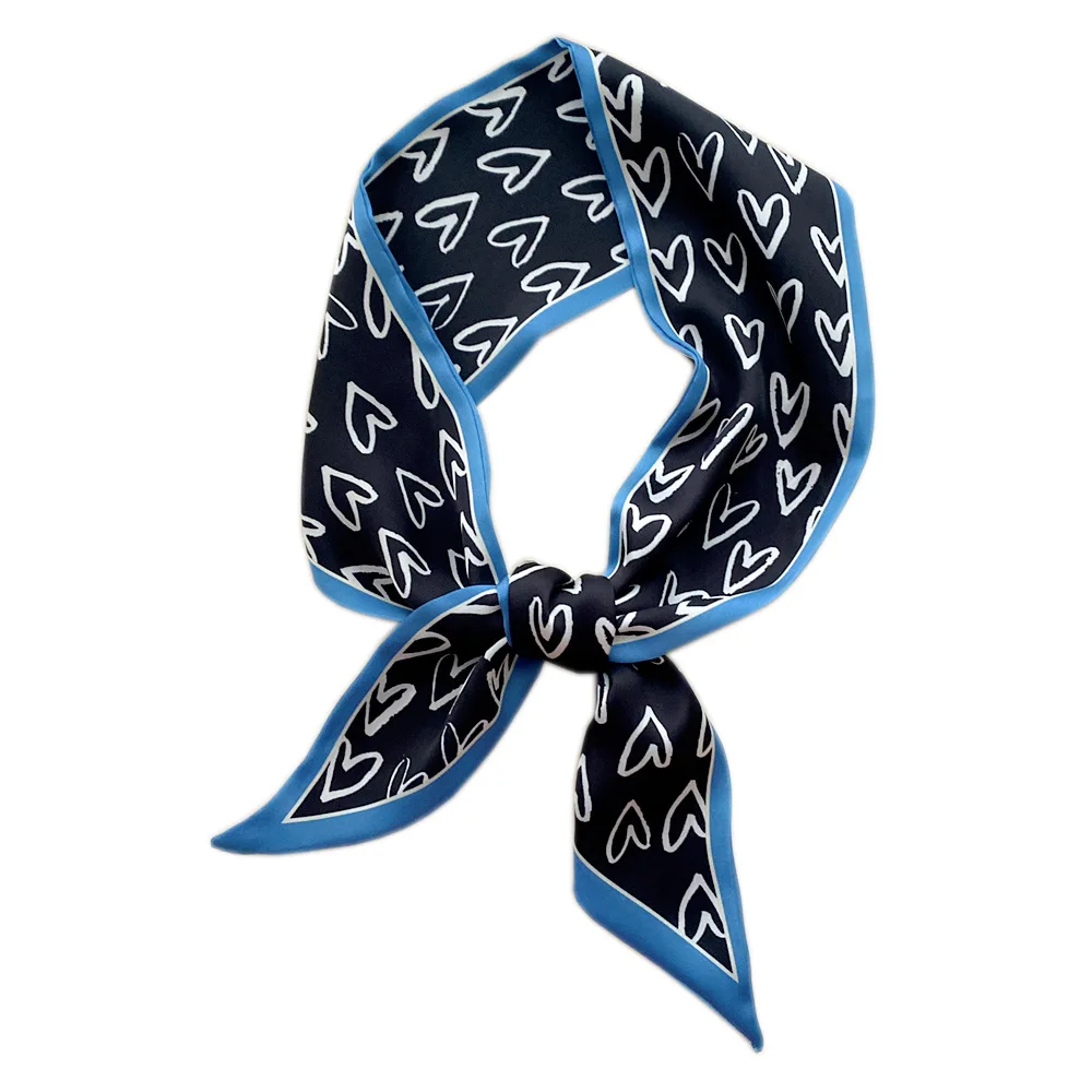 HB0733 Latest Hot Korean Print Thin Long Scarves 9.5*100cm Large Silk Scarf Tie Handle Bag Hair Ribbon Long Lady Silk Scarf