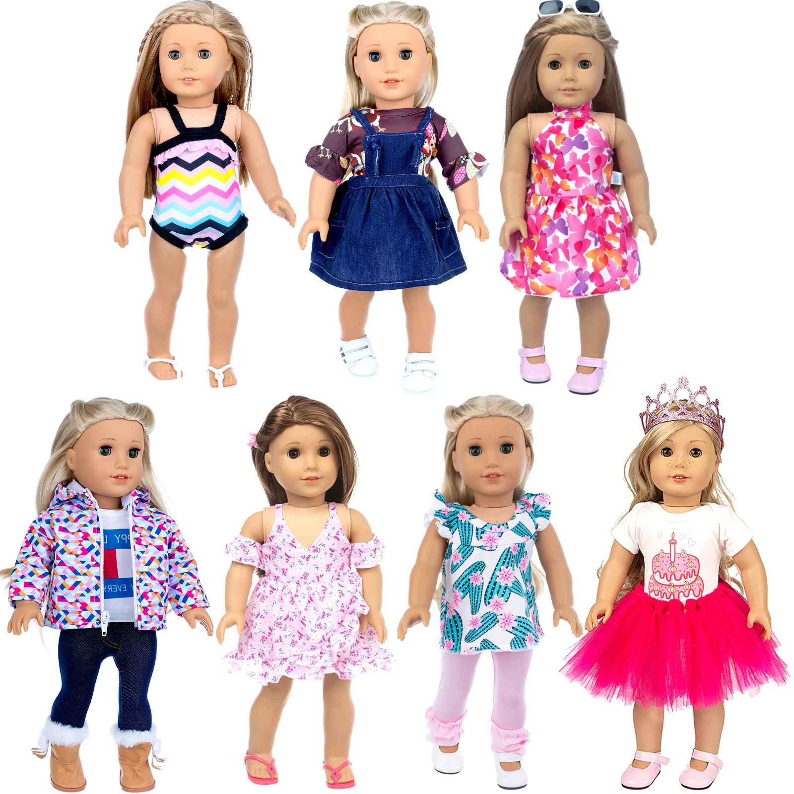 Amazon Hot Sale American Doll Girl 18 Inch beautiful dress accessories Baby Dolls Clothes
