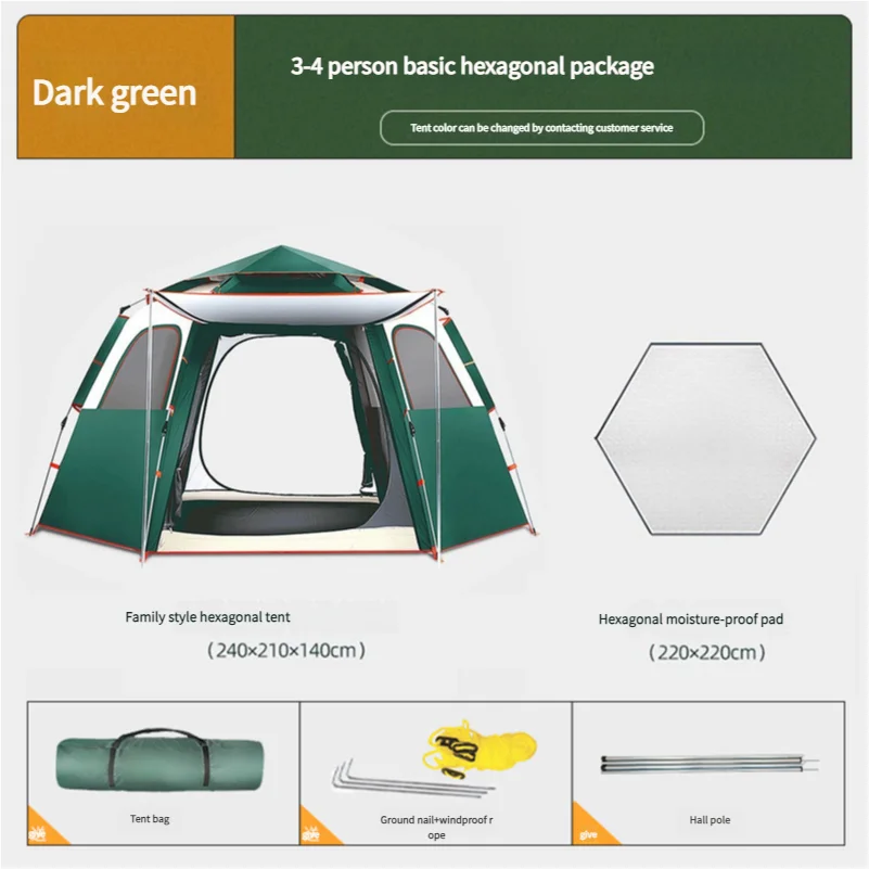 5-8 Person Outdoor Camping Automatic Inflatable Hexagonal Tent