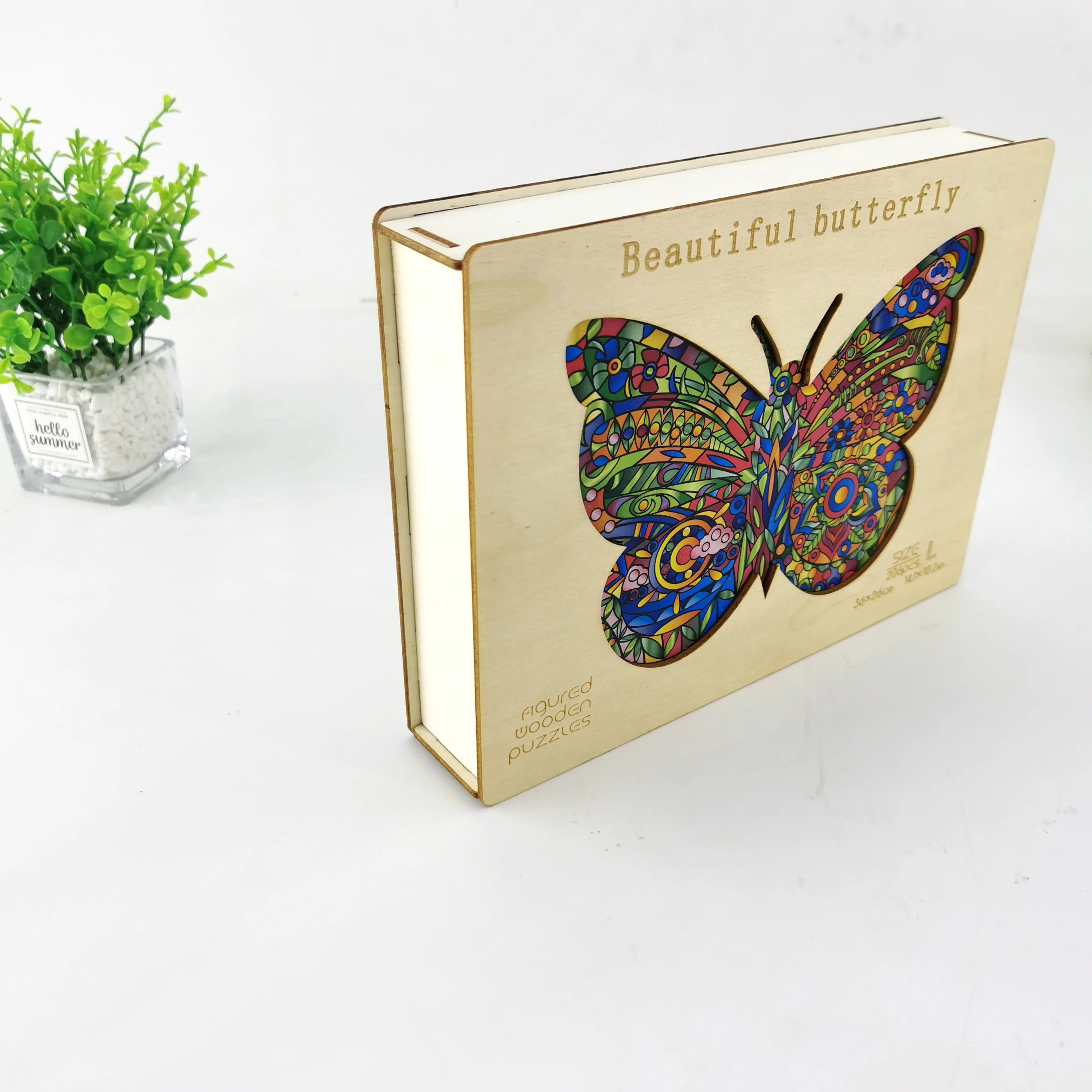 wholesale custom Multi-colored Diy 3D Wooden Toy Game Butterfly Shapes Jigsaw Puzzle For Intellectual Development Of Kids