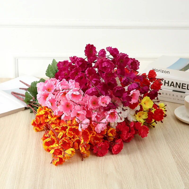 Artificial Peach  Blossom Flower,Silk Cloth Peach Flowers Fake Plants Arrangement for DIY Garden Home Wedding Party Decor Pink